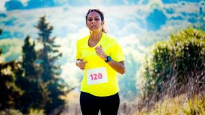 A woman is running outdoor
